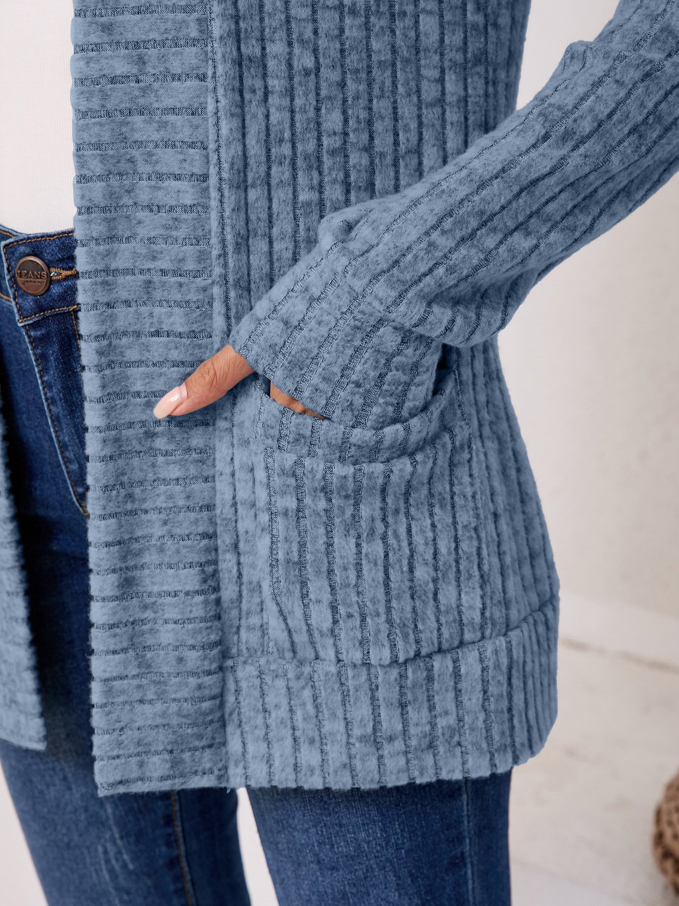 Women Plain Spring/Fall Cover-up Vintage Split Joint Lightweight Cardigan