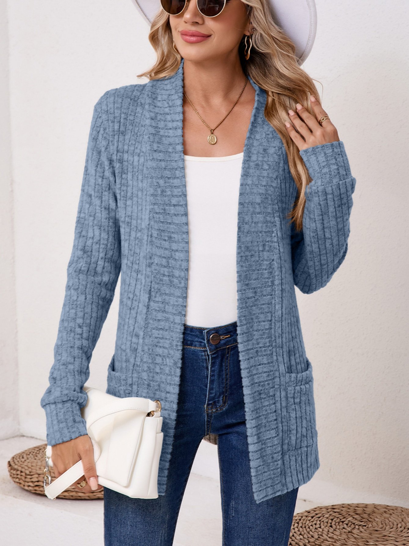 Women Plain Spring/Fall Cover-up Vintage Split Joint Lightweight Cardigan