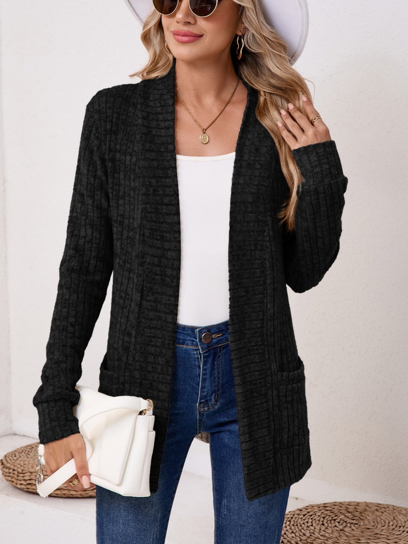 Women Plain Spring/Fall Cover-up Vintage Split Joint Lightweight Cardigan
