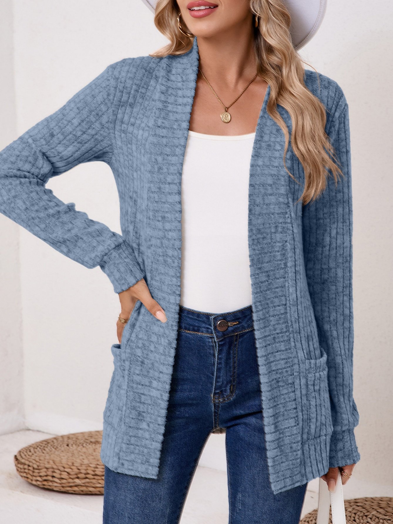 Women Plain Spring/Fall Cover-up Vintage Split Joint Lightweight Cardigan