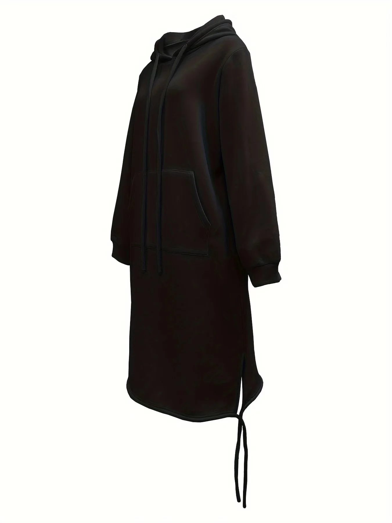 Women Plain Long Sleeve Spring/Fall Split Joint Dress Hooded Daily Vintage Maxi Hoodie Dress A-Line Dress
