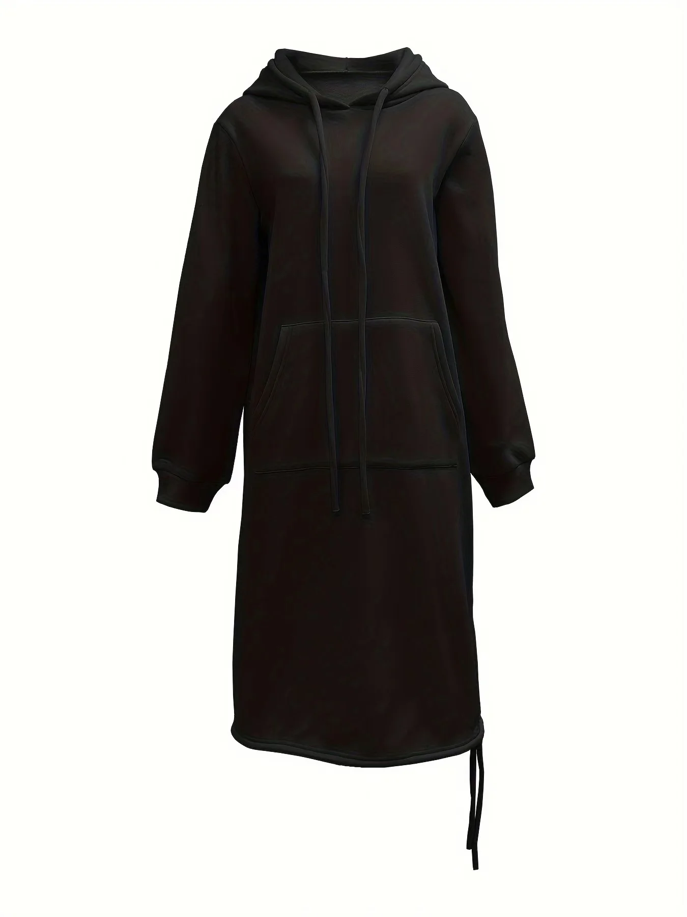 Women Plain Long Sleeve Spring/Fall Split Joint Dress Hooded Daily Vintage Maxi Hoodie Dress A-Line Dress