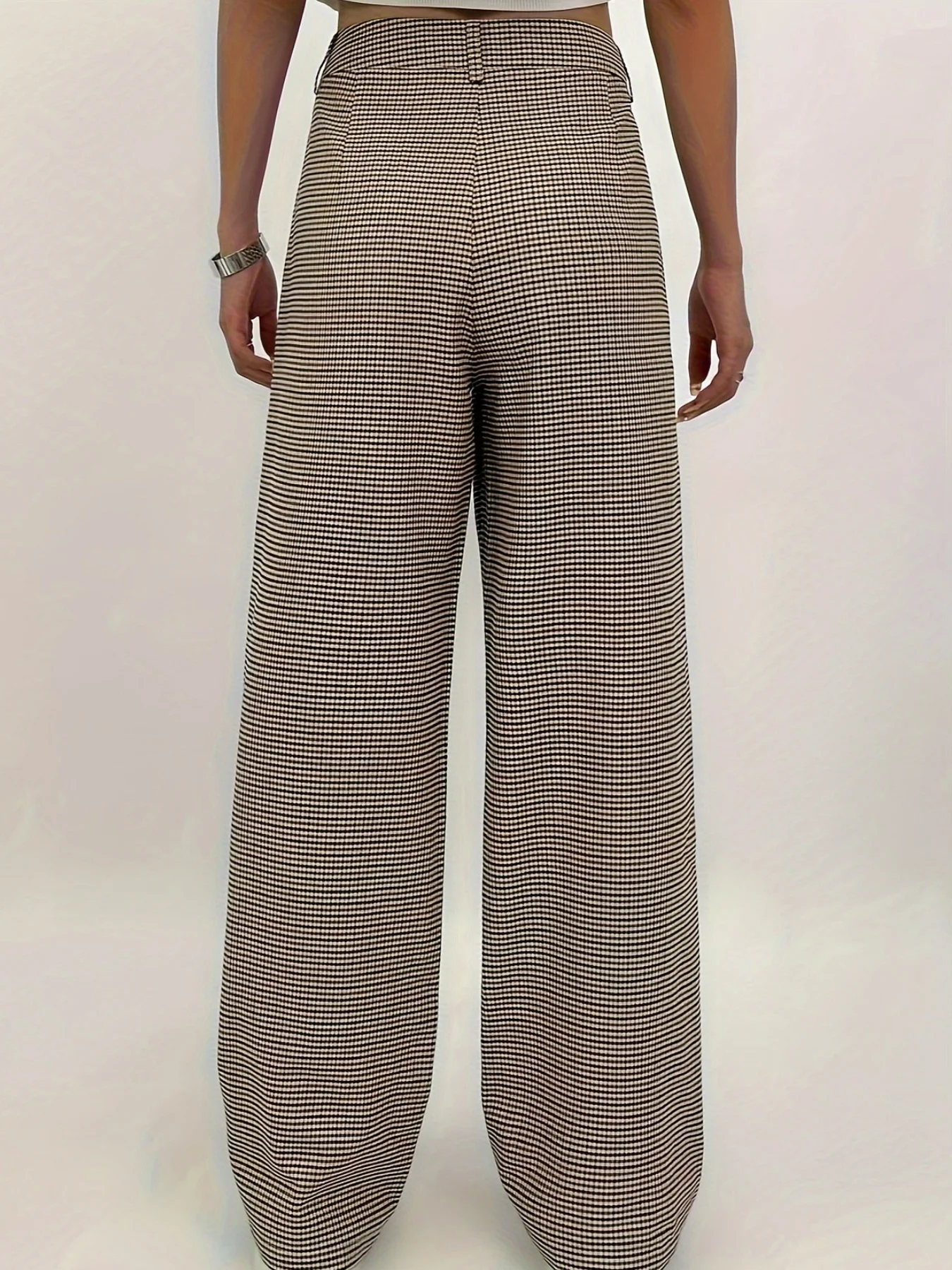 Women Houndstooth Long Pants Casual Spring/Fall Trousers