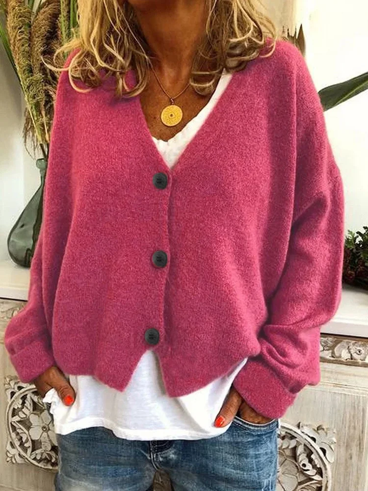 Women Plain Casual Spring/Fall Cardigan