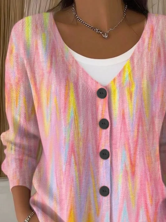 Women Abstract Casual Spring/Fall Printing Cardigan