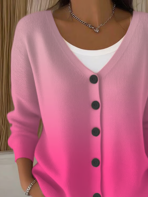 Women Ombre Casual Spring/Fall Printing Cardigan
