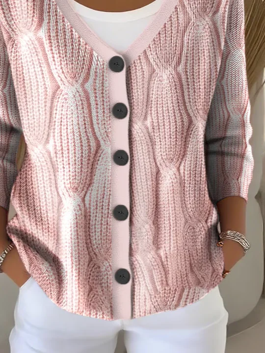 Women Abstract Casual Spring/Fall Printing Cardigan