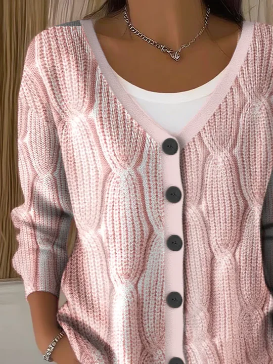 Women Abstract Casual Spring/Fall Printing Cardigan