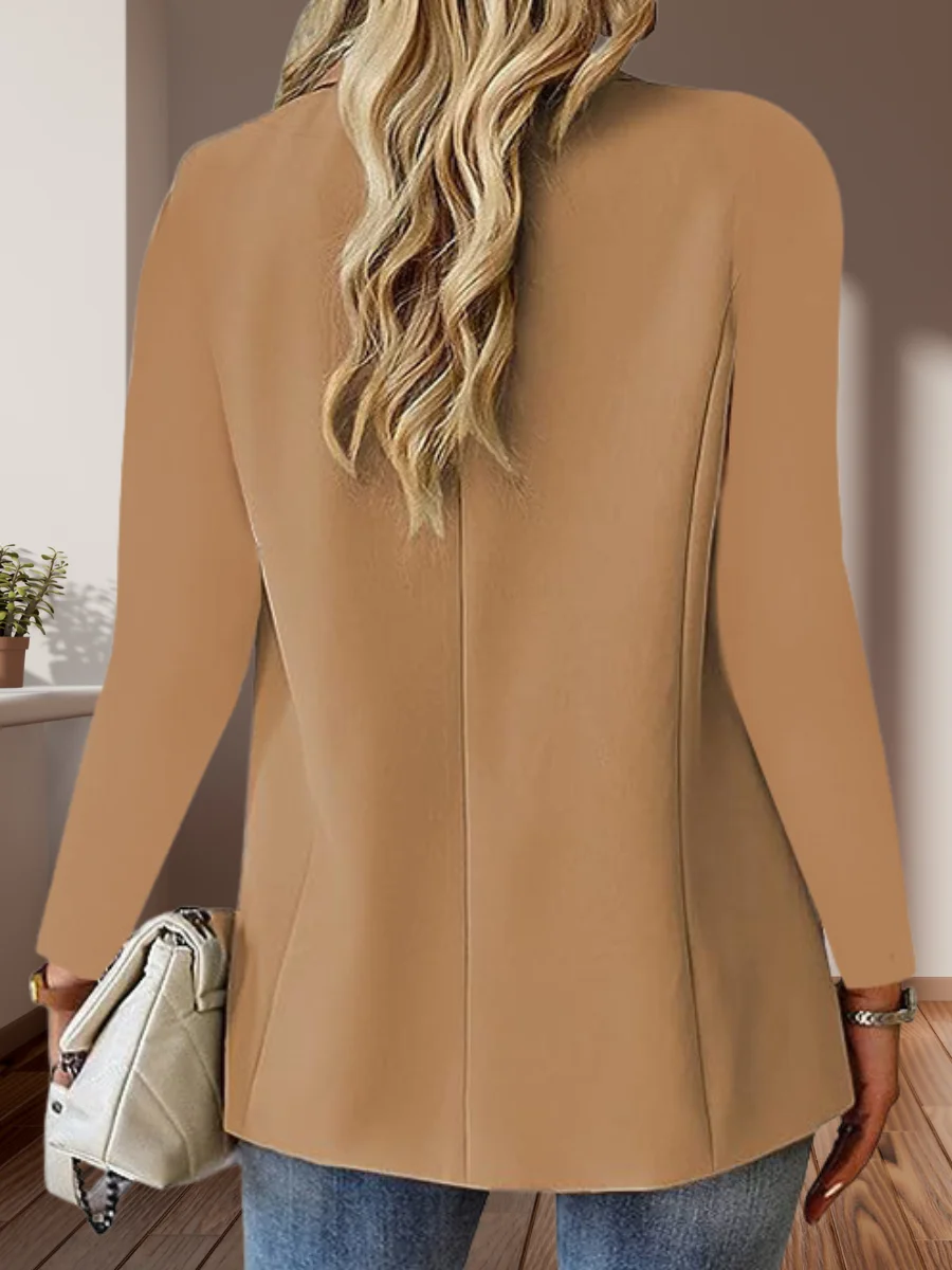 Women Plain Spring/Fall Outerwear Vintage Split Joint Long Sleeve Regular Blazer