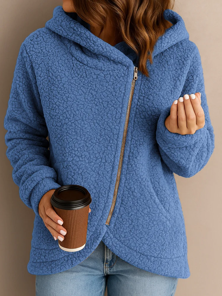 Women's Winter Outerwear Cotton Casual Plain Long Sleeve Hoodie Fleece Coat