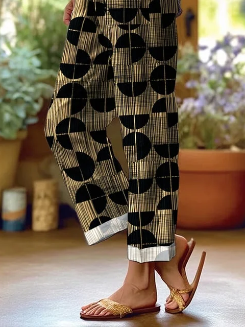 Women Geometric Long Pants Casual Spring/Fall Trousers