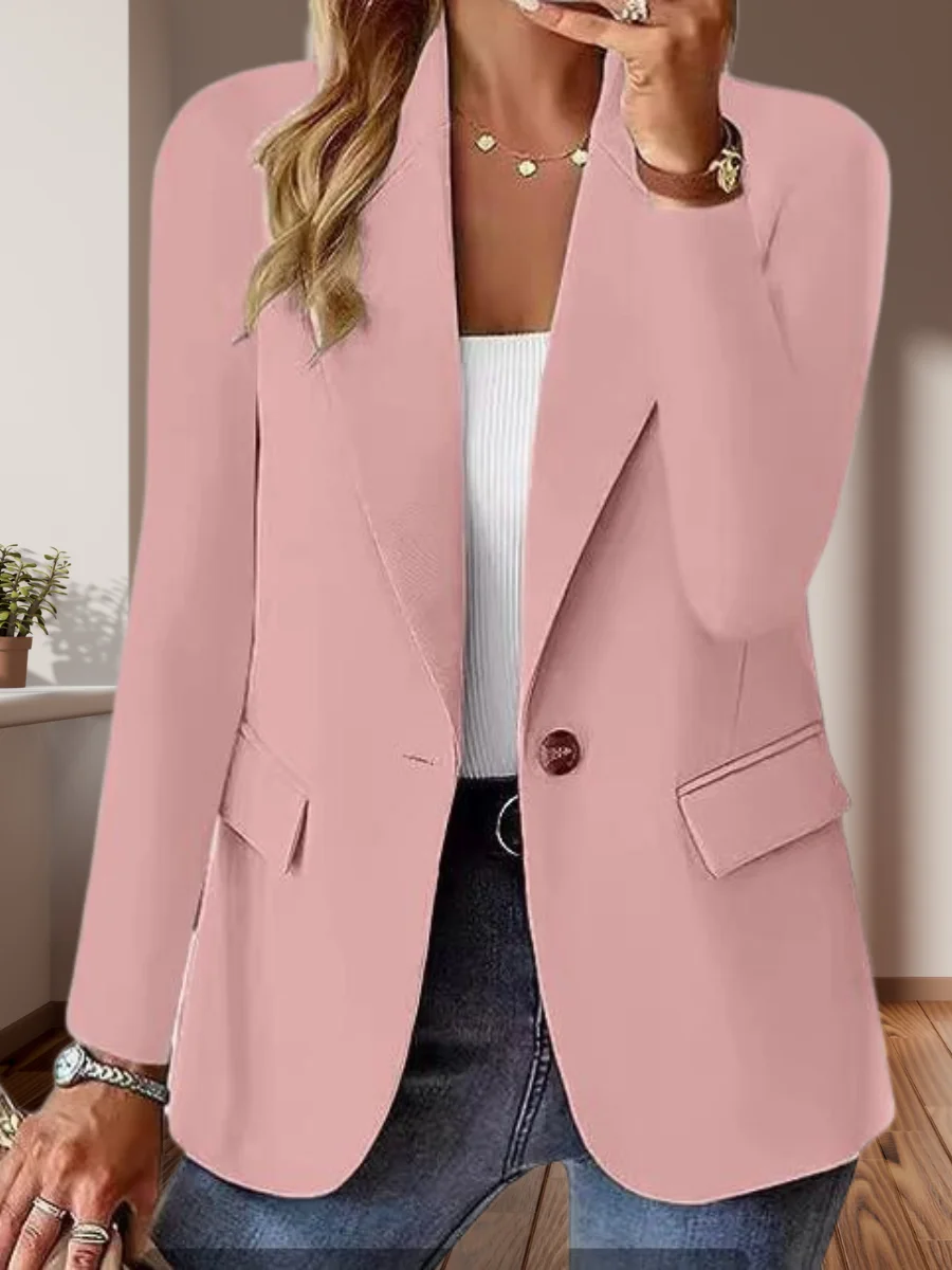 Women Plain Spring/Fall Outerwear Vintage Split Joint Long Sleeve Regular Blazer