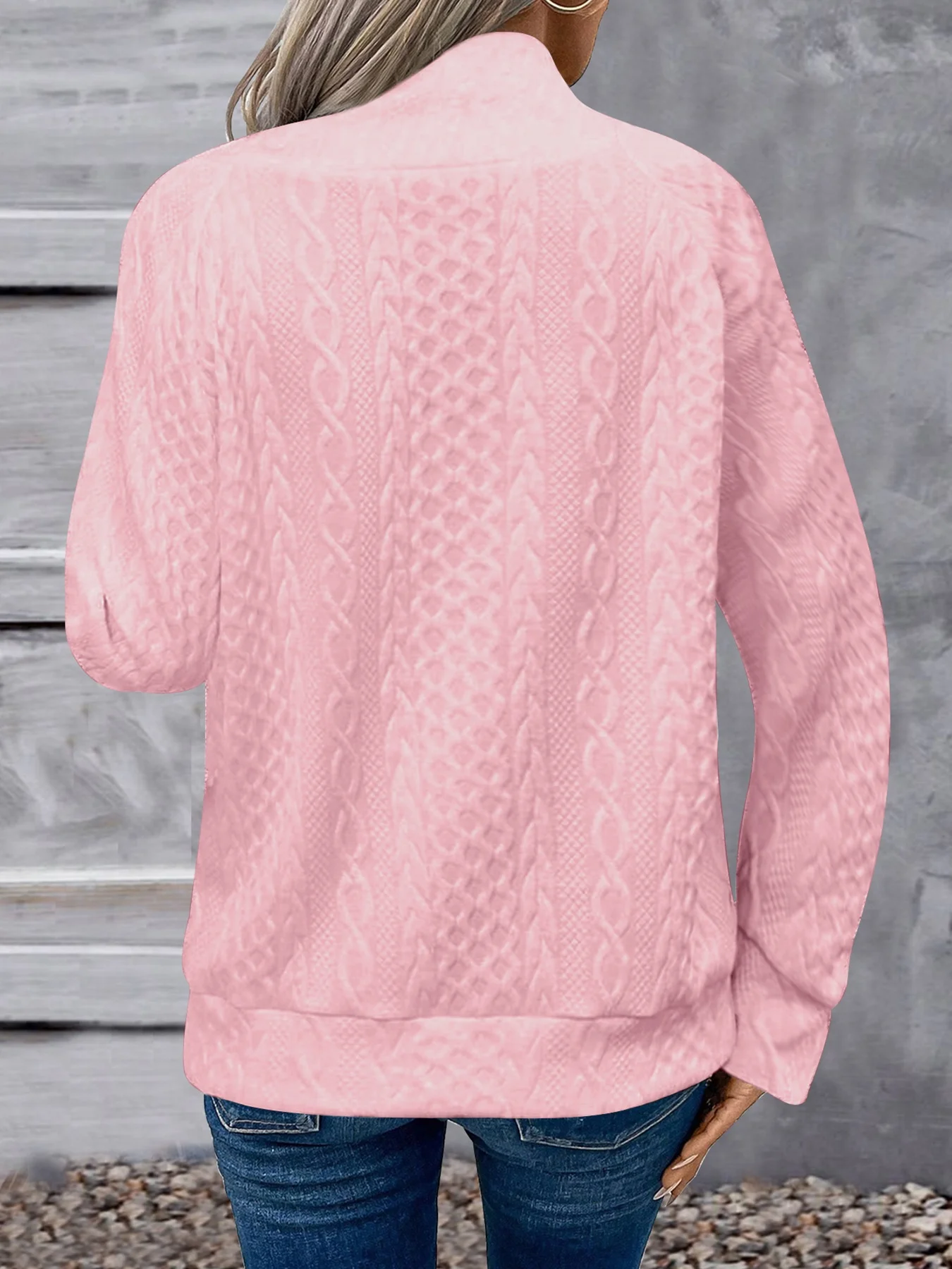 Women Geometric Turtleneck Jacquard Vintage Spring/Fall Long Sleeve Sweatshirt