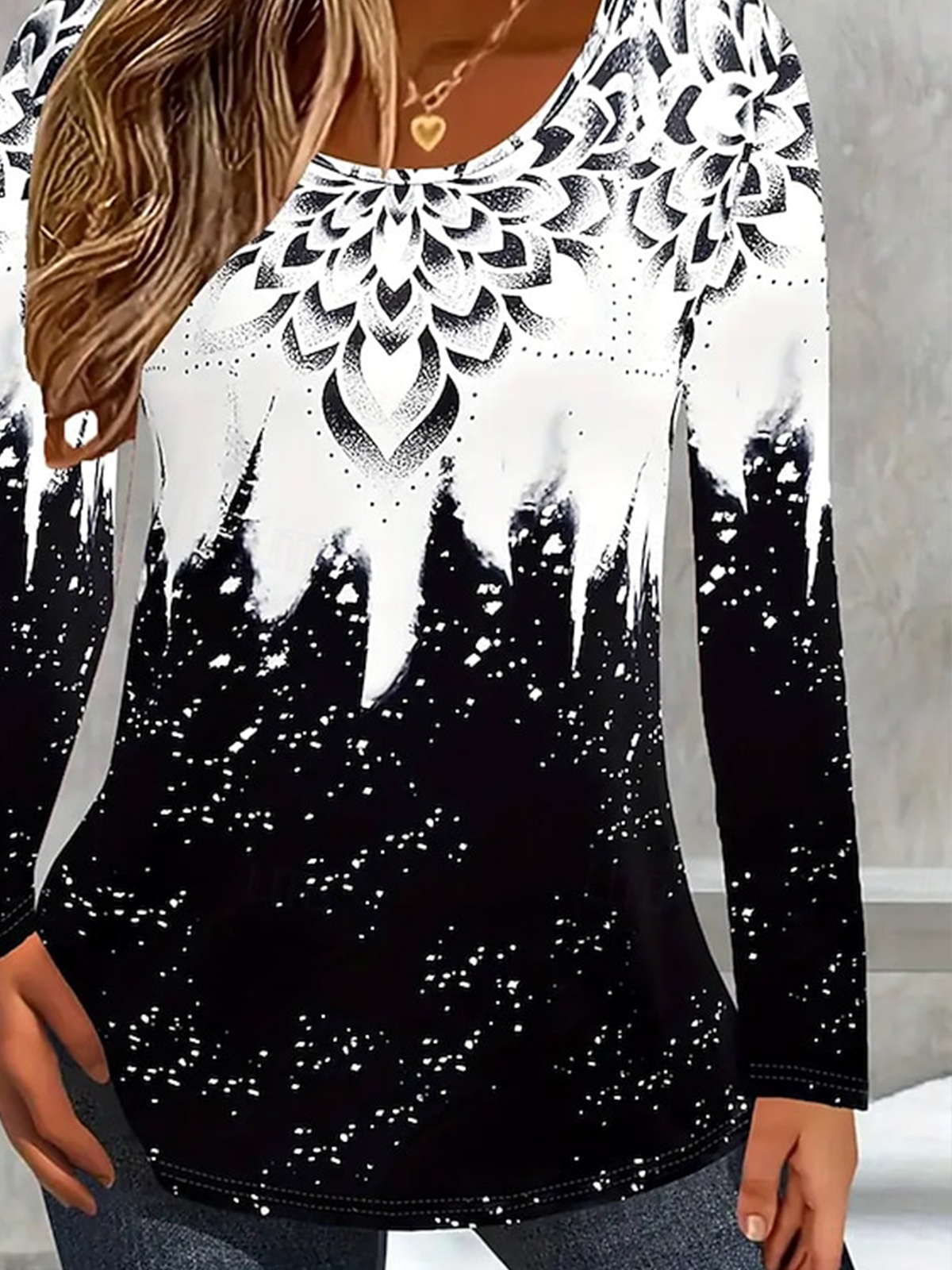 Women Floral Long Sleeve Tee T-shirt Crew Neck Casual Spring/Fall Top