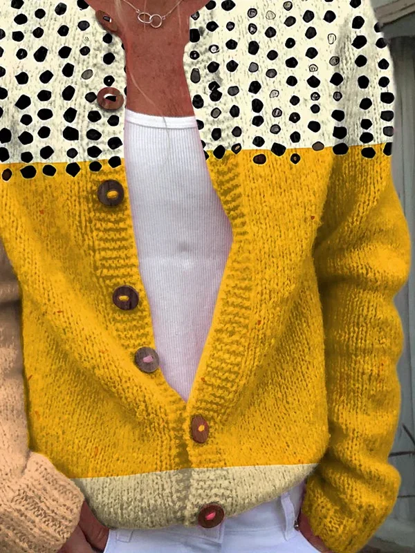 Women Abstract Casual Spring/Fall Printing Cardigan