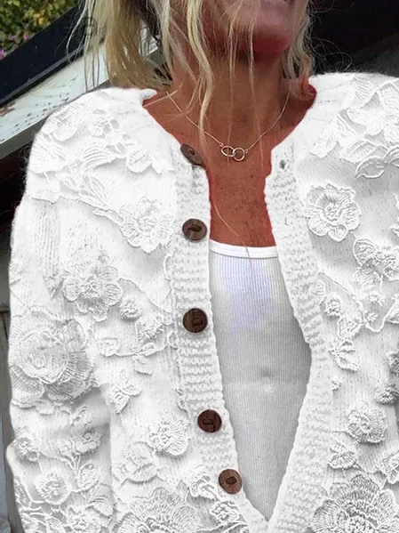Women Floral Casual Spring/Fall Printing Cardigan
