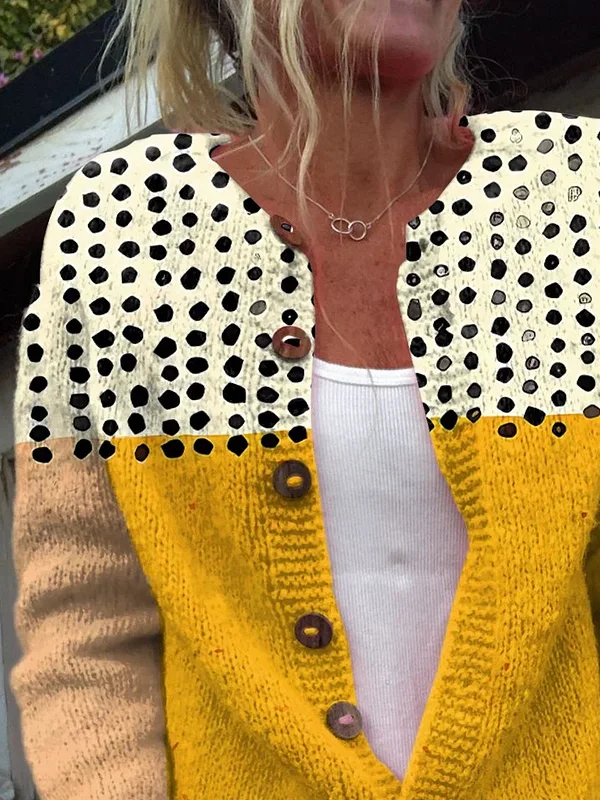 Women Abstract Casual Spring/Fall Printing Cardigan