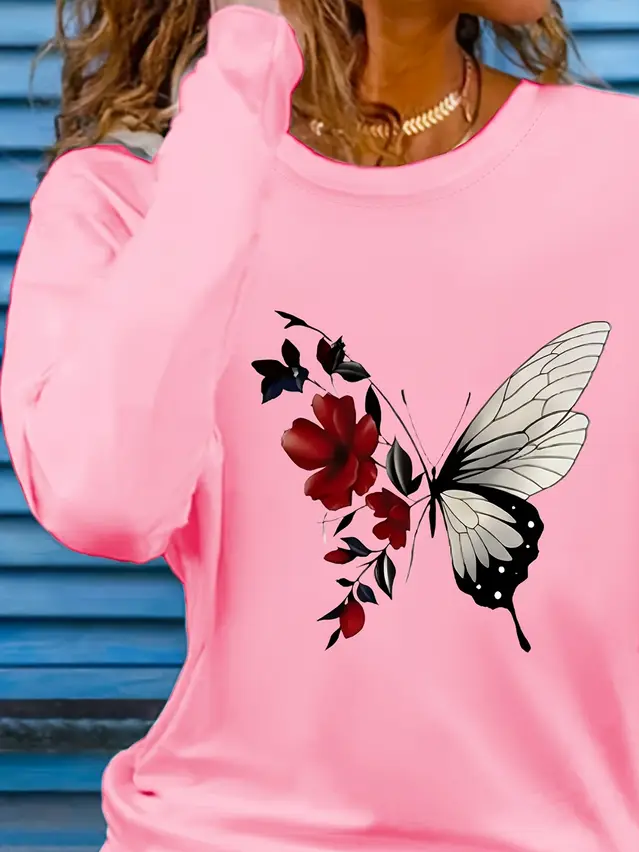 Women Floral Long Sleeve Tee T-shirt Crew Neck Printing Casual Spring/Fall Graphic Tee Top