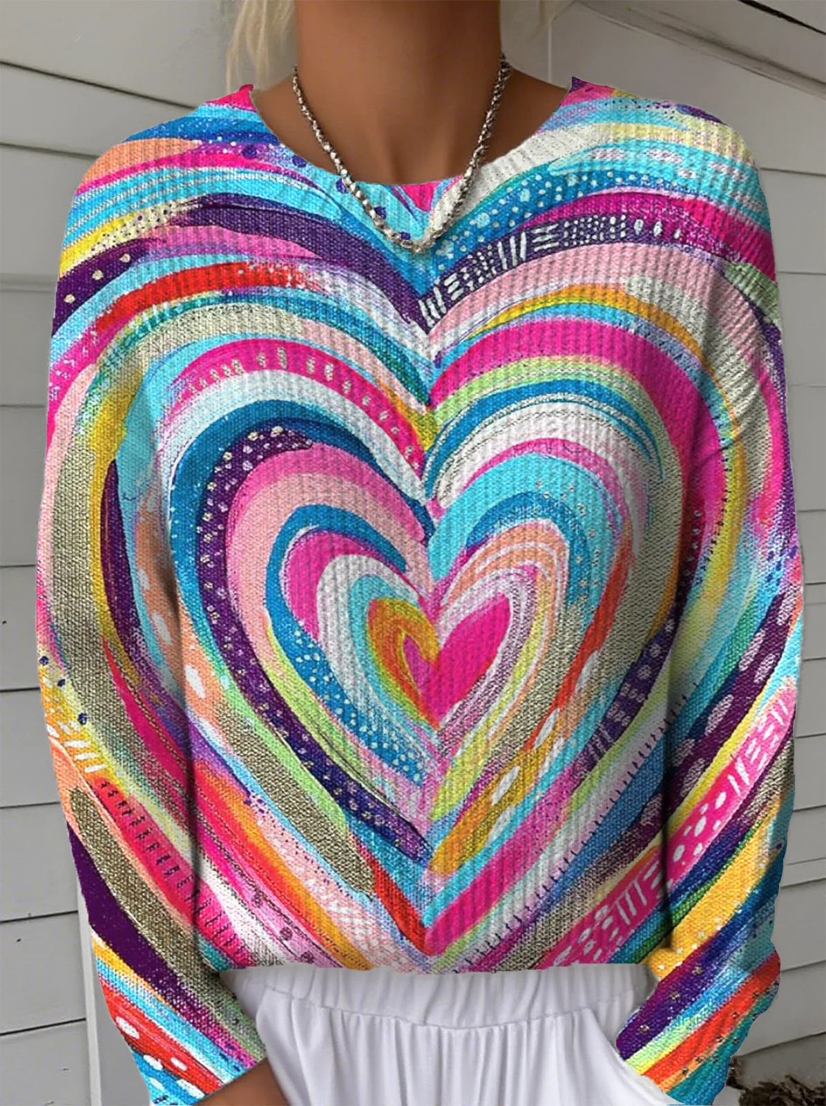 Women Striped Winter Vintage Long Sleeve Crew Neck Sweater