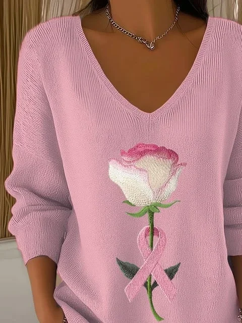 Women Floral Long Sleeve Tee T-shirt V Neck Printing Casual Spring/Fall Top