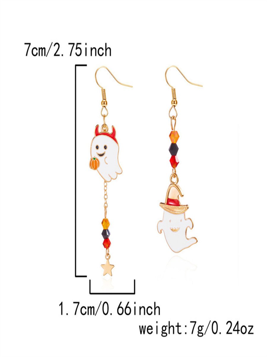Alloy Electroplating Halloween Jewelry Cartoon Bat Ghost Pumpkin Earrings Halloween Kitten Skull Spider Witch Earrings