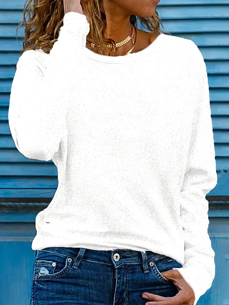 Women Plain Long Sleeve Tee T-shirt Crew Neck Printing Casual Spring/Fall Graphic Tee Top