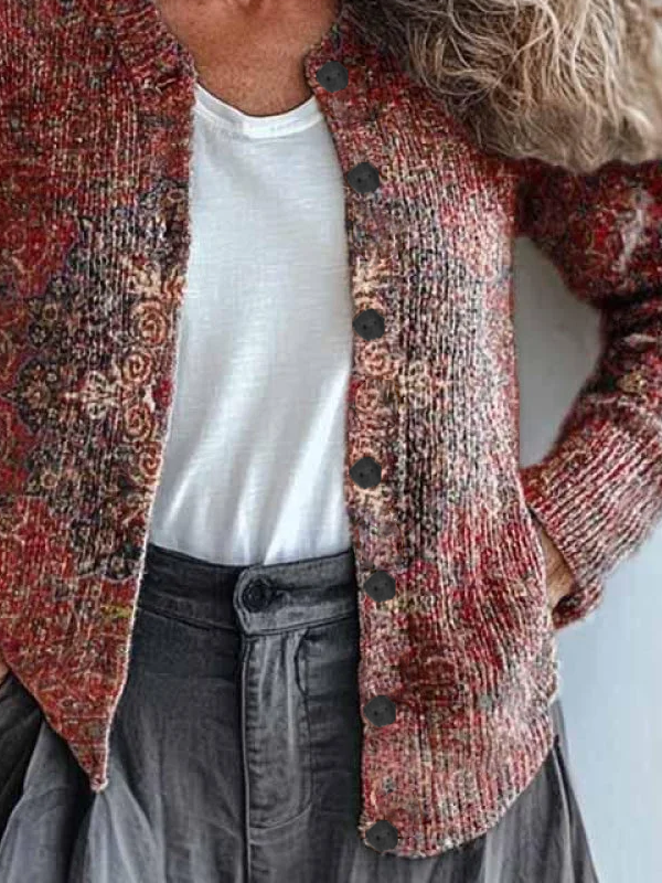 Women Ethnic Vintage Spring/Fall Printing Cardigan