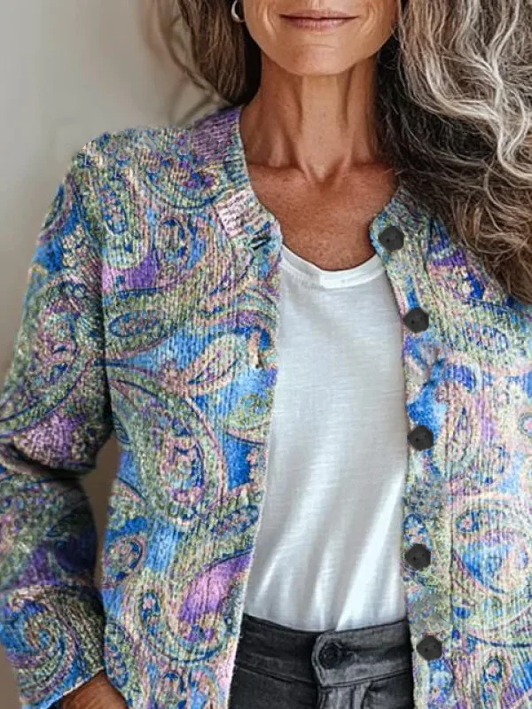Women Floral Vintage Spring/Fall Printing Cardigan