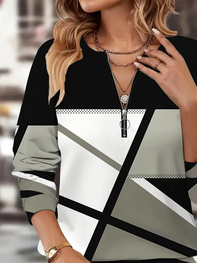 Women Abstract Crew Neck Printing Casual Spring/Fall Long Sleeve Sweatshirt