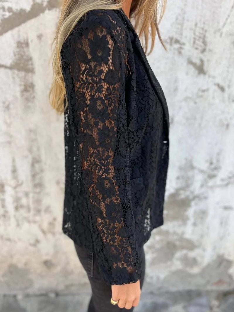 Women Floral Spring/Fall Outerwear Vintage Jacquard Long Sleeve Regular Blazer