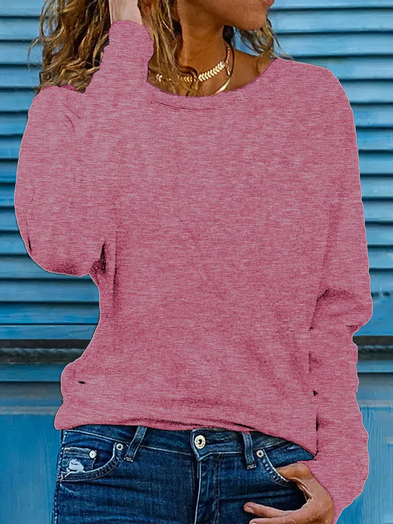 Women Plain Long Sleeve Tee T-shirt Crew Neck Printing Casual Spring/Fall Graphic Tee Top