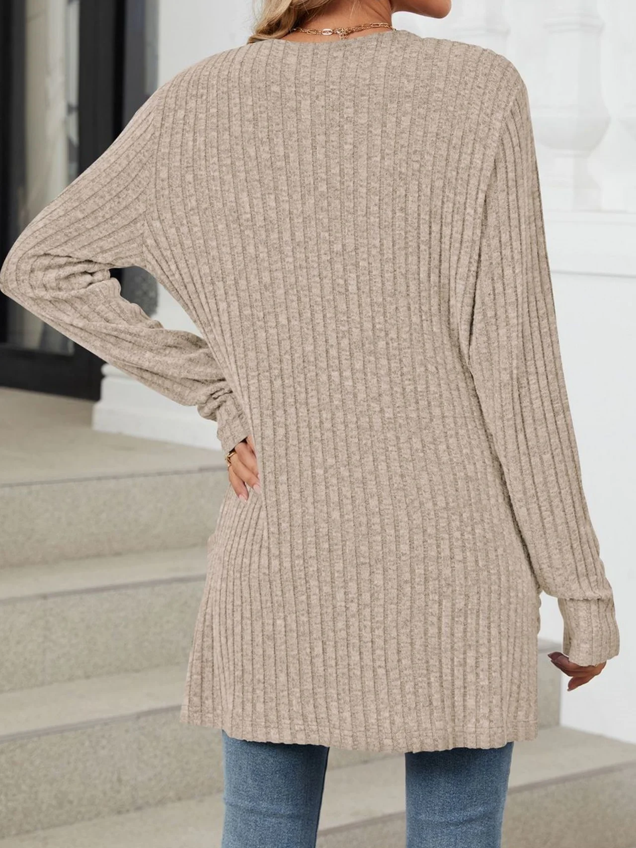 Women Plain Spring/Fall Cover-up Vintage Gathered Lightweight Cardigan