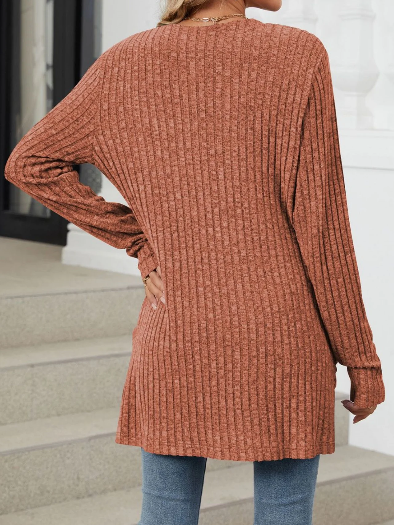 Women Plain Spring/Fall Cover-up Vintage Gathered Lightweight Cardigan