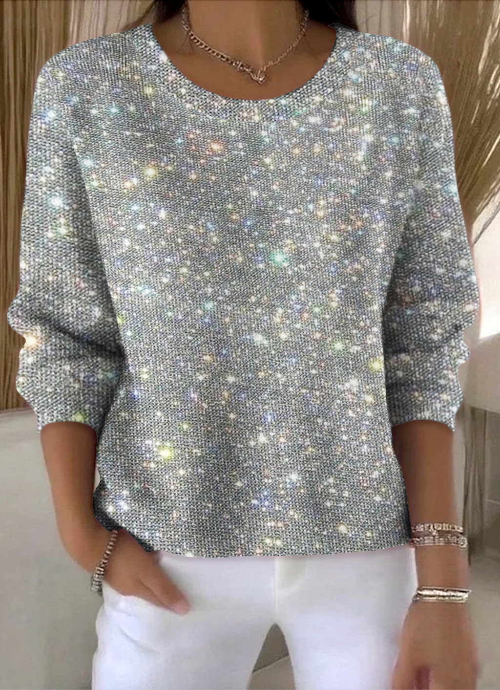 Women Halloween Spring/Fall Vintage Long Sleeve Crew Neck Cotton Sweater