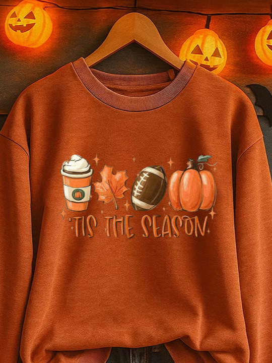 Women Maple Leaf Crew Neck Printing Casual Spring/Fall Long Sleeve Sweatshirt