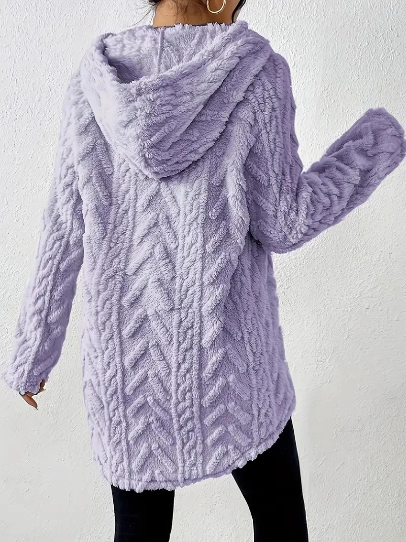 Women Plain Winter Long Sleeve Casual Daily Hoodie