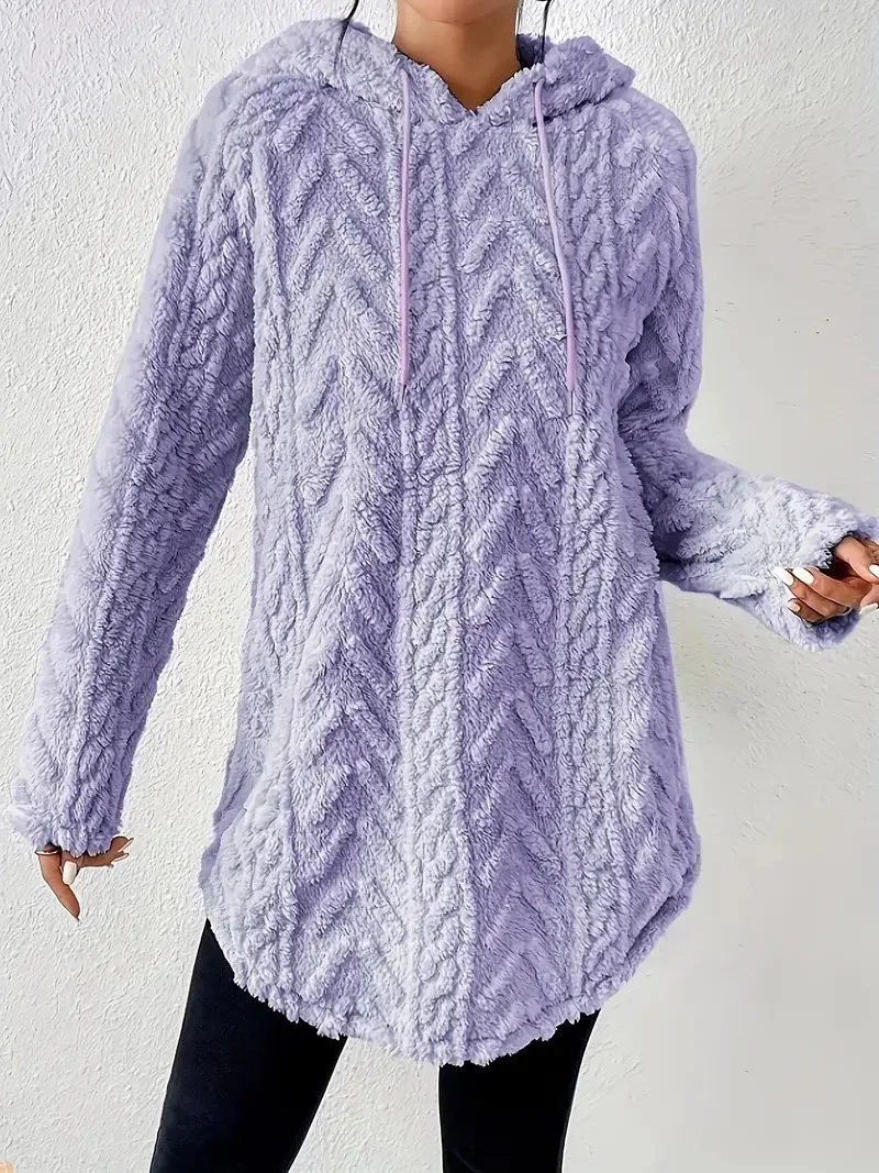 Women Plain Winter Long Sleeve Casual Daily Hoodie