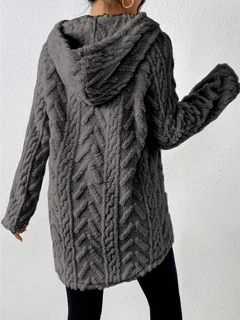 Women Plain Winter Long Sleeve Casual Daily Hoodie