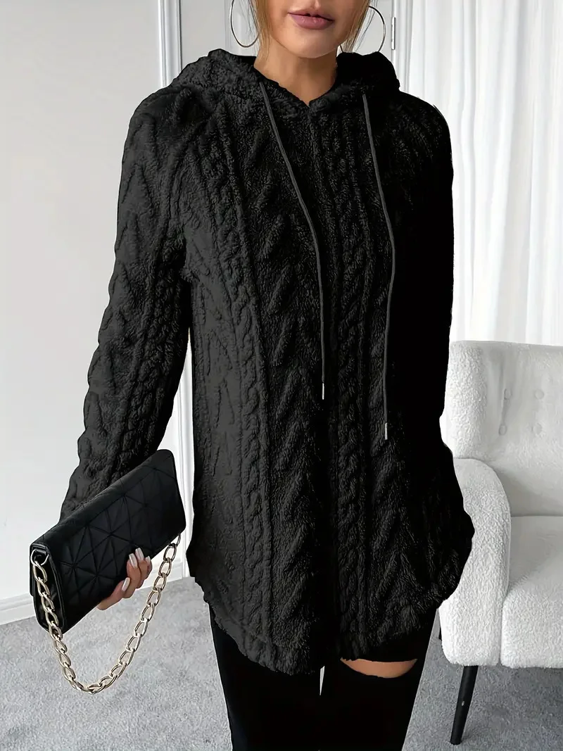 Women Plain Winter Long Sleeve Casual Daily Hoodie
