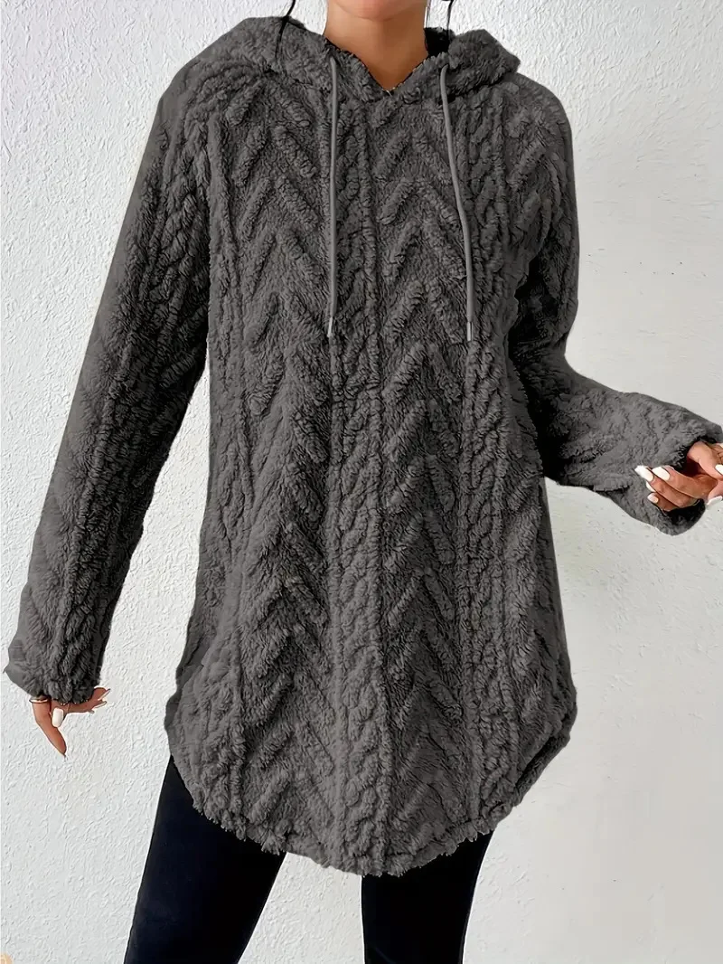 Women Plain Winter Long Sleeve Casual Daily Hoodie