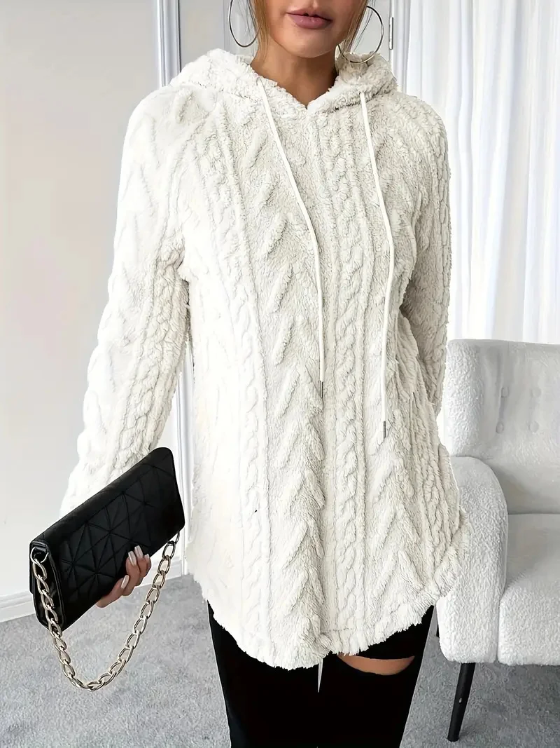 Women Plain Winter Long Sleeve Casual Daily Hoodie