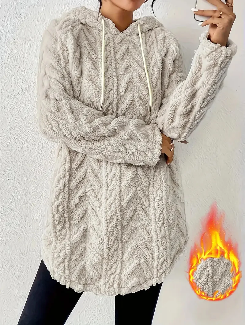 Women Plain Winter Long Sleeve Casual Daily Hoodie