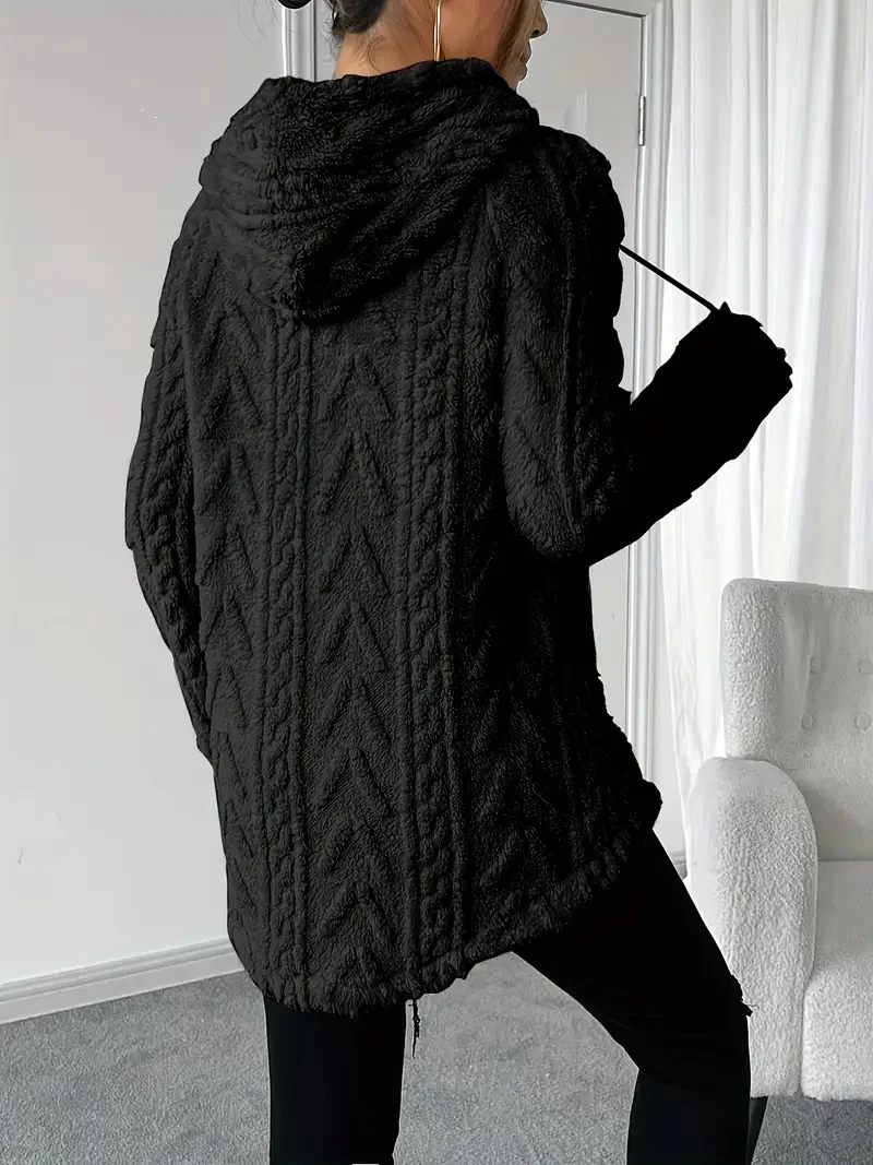 Women Plain Winter Long Sleeve Casual Daily Hoodie