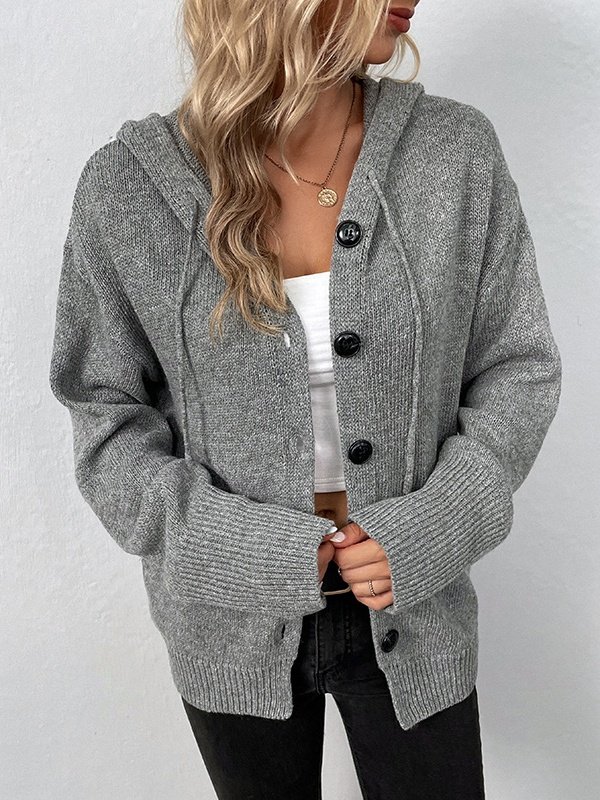 Women Plain Spring/Fall Cover-up Vintage Split Joint Lightweight Cardigan