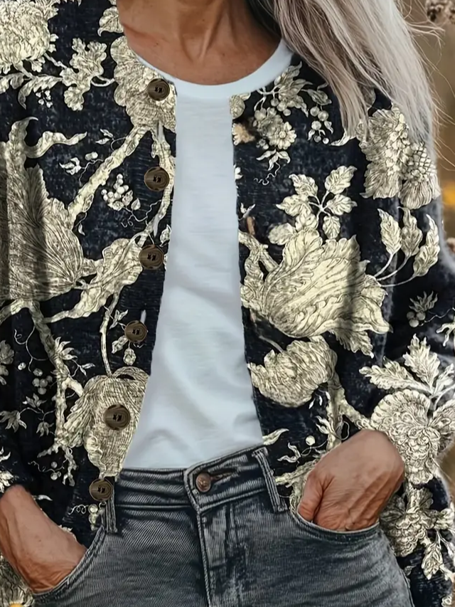 Women Floral Vintage Spring/Fall Printing Cardigan