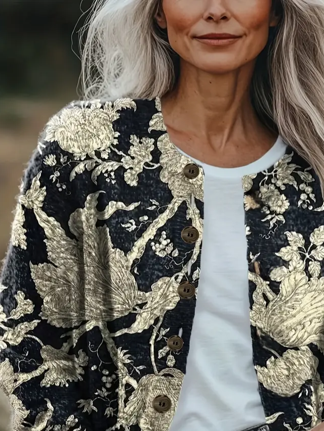 Women Floral Vintage Spring/Fall Printing Cardigan