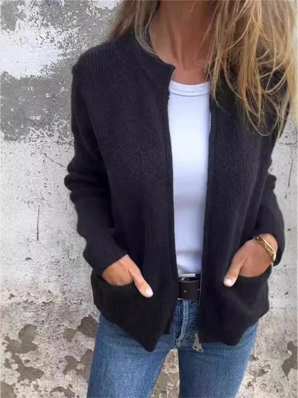 Women Spring/Fall Outerwear Vintage Split Joint Plain Long Sleeve Stand Collar Jacket