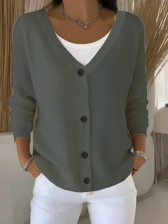 Women Plain Casual Spring/Fall Cardigan