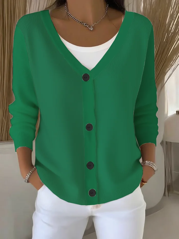 Women Plain Casual Spring/Fall Cardigan