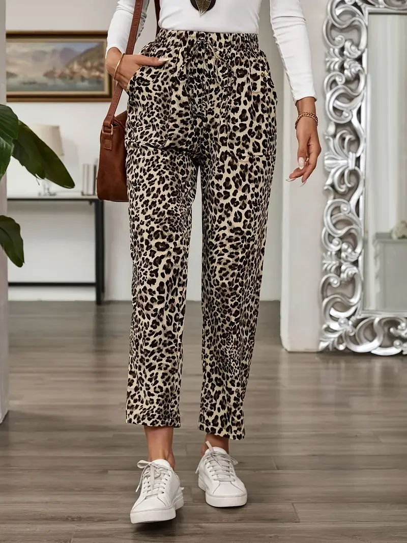 Women Leopard Long Pants Casual Spring/Fall Trousers